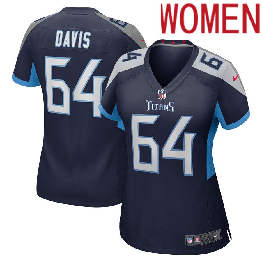 Women Tennessee Titans #64 Nate Davis Nike Navy Game NFL Jersey